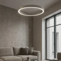 Lampadari Moderni-Selezionato da Mazzolaluce Lampadario cerchio grigio 60cm led biemissione 60w 3000k dimmerabile