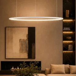 Lampadari Moderni-Selezionato da Mazzolaluce Lampadario cerchio led 80cm bianco dimmerabile