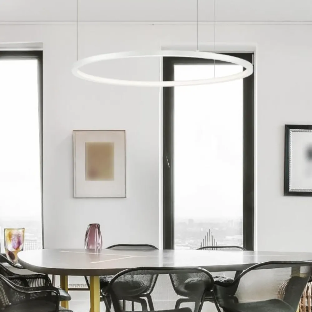 Lampadari Moderni-Selezionato da Mazzolaluce Lampadario cerchio led 80cm bianco dimmerabile