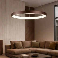 Lampadari Moderni-Selezionato da Mazzolaluce Lampadario cerchio led marrone 50w 3000k per soggiorno