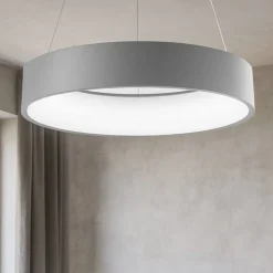 Lampadari Moderni-Selezionato da Mazzolaluce Lampadario cerchio led 56w 3000k 60cm grigio moderno