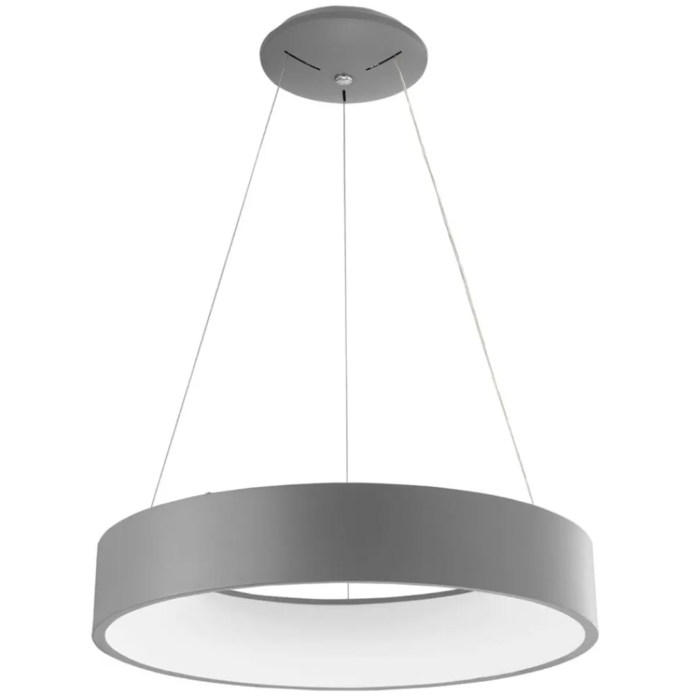 Lampadari Moderni-Selezionato da Mazzolaluce Lampadario cerchio led 56w 3000k 60cm grigio moderno