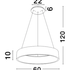 Lampadari Moderni-Selezionato da Mazzolaluce Lampadario cerchio led 56w 3000k 60cm grigio moderno