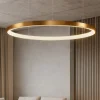 Lampadari Moderni-Selezionato da Mazzolaluce Lampadario cerchio moderno 80cm oro led per salotto