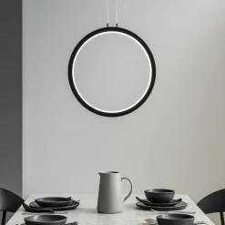 Lampadari Moderni-Selezionato da Mazzolaluce Lampadario cerchio moderno nero 40cm led 26w 3000k
