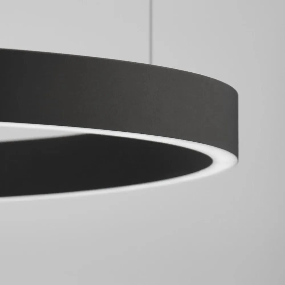 Lampadari Moderni-Selezionato da Mazzolaluce Lampadario cerchio nero 80cm led biemissione 77w 3000k dimmerabile