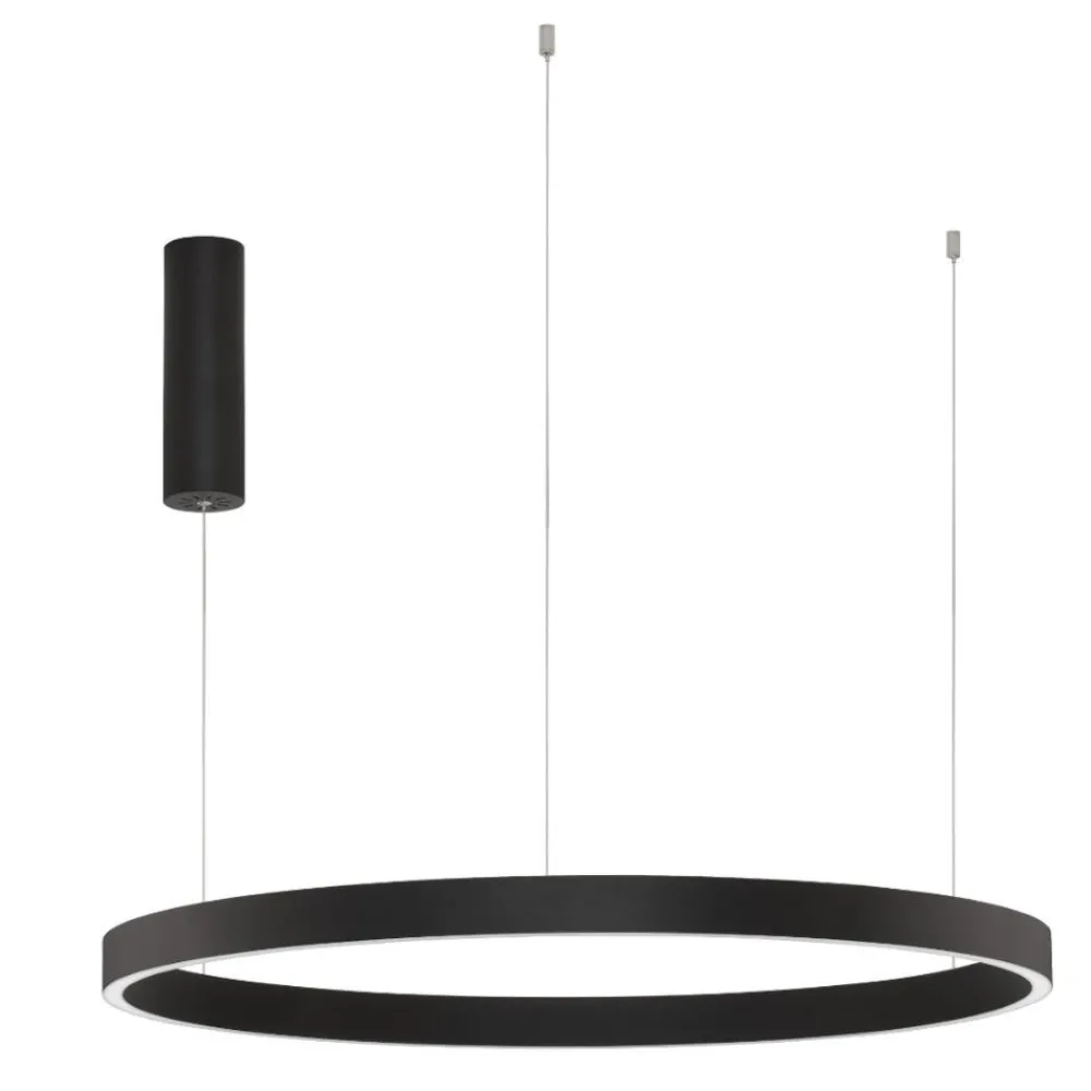 Lampadari Moderni-Selezionato da Mazzolaluce Lampadario cerchio nero 80cm led biemissione 77w 3000k dimmerabile