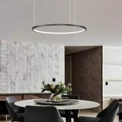Lampadari Moderni-Selezionato da Mazzolaluce Lampadario cerchio nero 60cm led 37w 3000k moderno