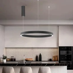 Lampadari Moderni-Selezionato da Mazzolaluce Lampadario cerchio nero 60cm led biemissione 60w 3000k dimmerabile