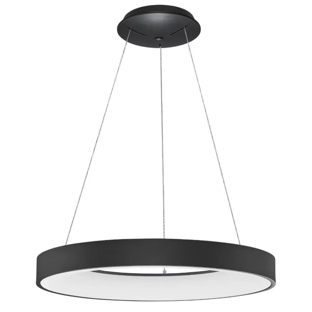 Lampadari Moderni-Selezionato da Mazzolaluce Lampadario cerchio nero 60cm moderno led 3000k dimmerabile