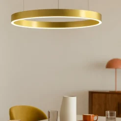 Lampadari Moderni-Selezionato da Mazzolaluce Lampadario cerchio oro anello led 40w 3000k dimmerabile