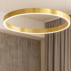 Lampadari Moderni-Selezionato da Mazzolaluce Lampadario cerchio oro 80cm led 50w da 2700k a 6000k dimmerabile