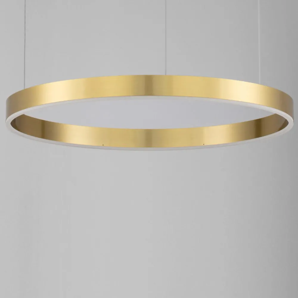 Lampadari Moderni-Selezionato da Mazzolaluce Lampadario cerchio oro 80cm led 50w da 2700k a 6000k dimmerabile