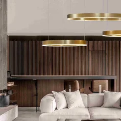 Lampadari Moderni-Selezionato da Mazzolaluce Lampadario cerchio oro 80cm led 50w da 2700k a 6000k dimmerabile