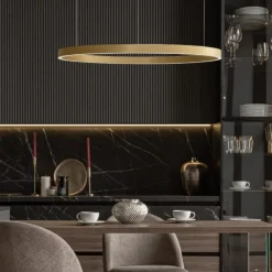 Lampadari Moderni-Selezionato da Mazzolaluce Lampadario cerchio oro 98cm led biemissione 106w 3000k dimmerabile