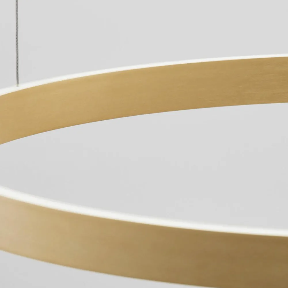 Lampadari Moderni-Selezionato da Mazzolaluce Lampadario cerchio oro 60cm led biemissione 60w 3000k dimmerabile