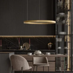 Lampadari Moderni-Selezionato da Mazzolaluce Lampadario cerchio oro 60cm led biemissione 60w 3000k dimmerabile