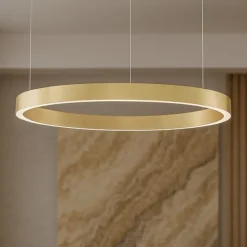 Lampadari Moderni-Selezionato da Mazzolaluce Lampadario cerchio oro 100cm led 60w da 2700k a 6000k dimmerabile