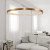 Lampadari Moderni-Selezionato da Mazzolaluce Lampadario cerchio oro moderno led 25w 3000k dimmerabile