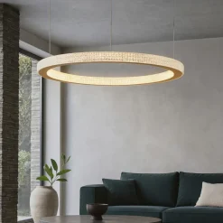 Lampadari Moderni-Selezionato da Mazzolaluce Lampadario cerchio oro per soggiorno contemporaneo