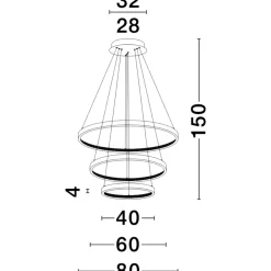 Lampadari Moderni-Selezionato da Mazzolaluce Lampadario 3 cerchi oro led per salone stile contemporaneo