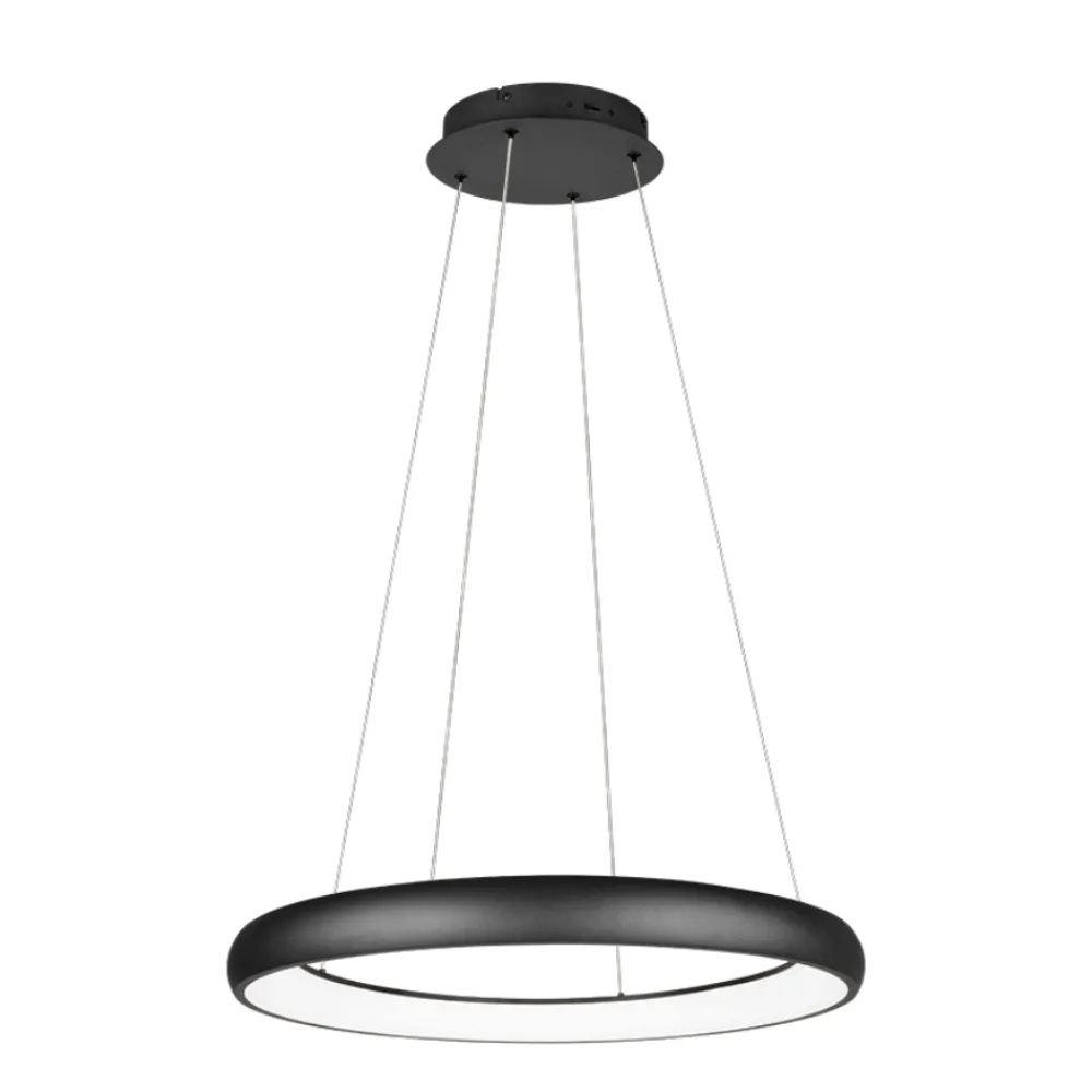 Lampadari Moderni-Selezionato da Mazzolaluce Lampadario cerchio sospensione nero 75cm per soggiorno led dimmerabile