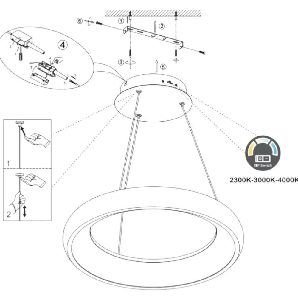 Lampadari Moderni-Selezionato da Mazzolaluce Lampadario cerchio sospensione nero 75cm per soggiorno led dimmerabile