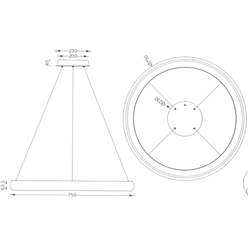 Lampadari Moderni-Selezionato da Mazzolaluce Lampadario cerchio sospensione nero 75cm per soggiorno led dimmerabile