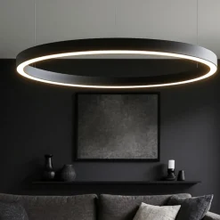 Lampadari Moderni-Selezionato da Mazzolaluce Lampadario cerchio xxl nero 98cm led biemissione 106w 3000k dimmerabile