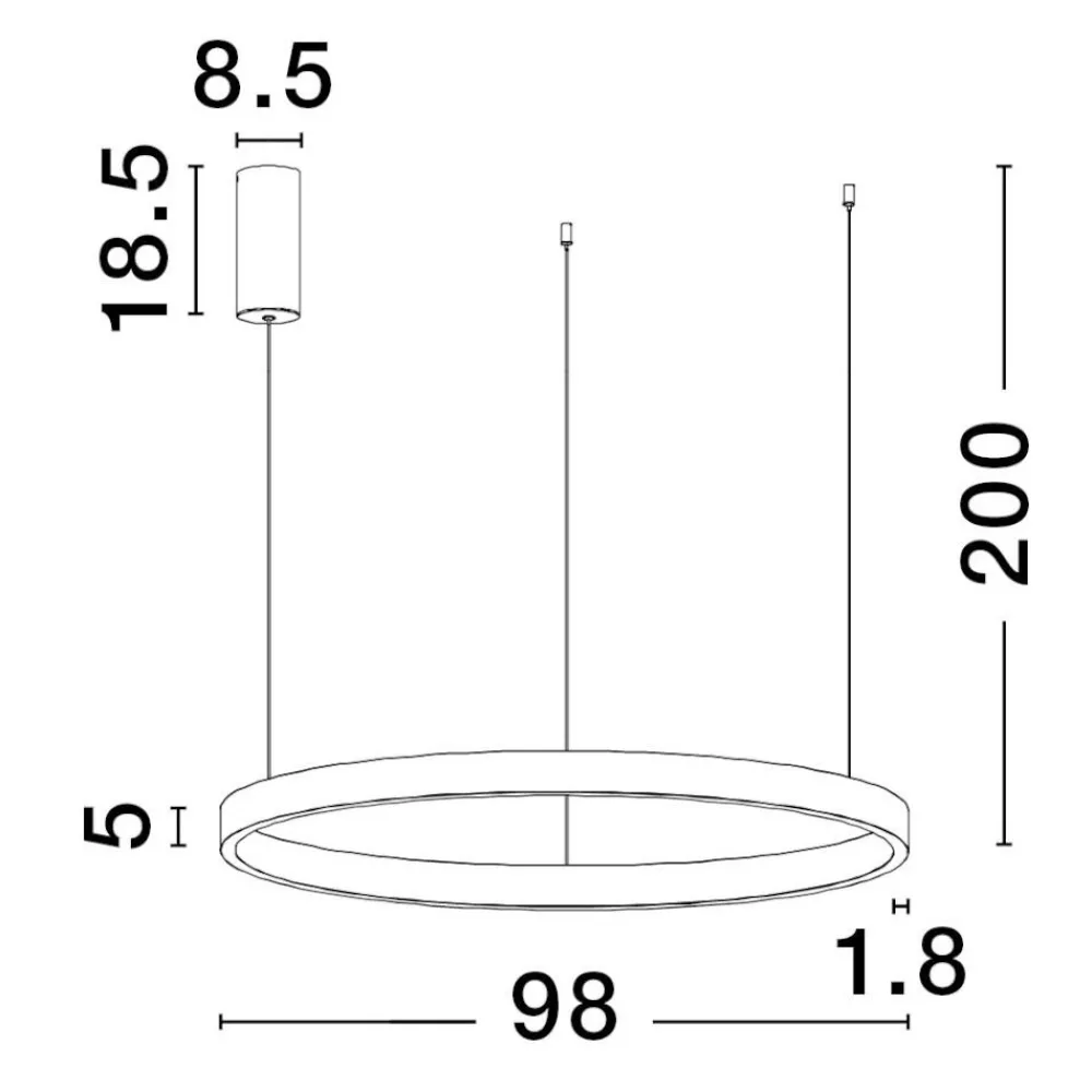 Lampadari Moderni-Selezionato da Mazzolaluce Lampadario cerchio xxl nero 98cm led biemissione 106w 3000k dimmerabile