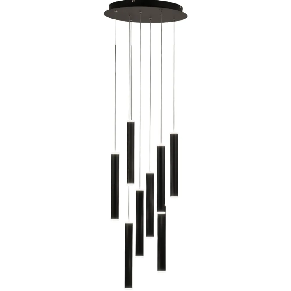 Lampadari Moderni-Fabas Luce Lampadario cilindri a sospensione nero per soggiorno prado