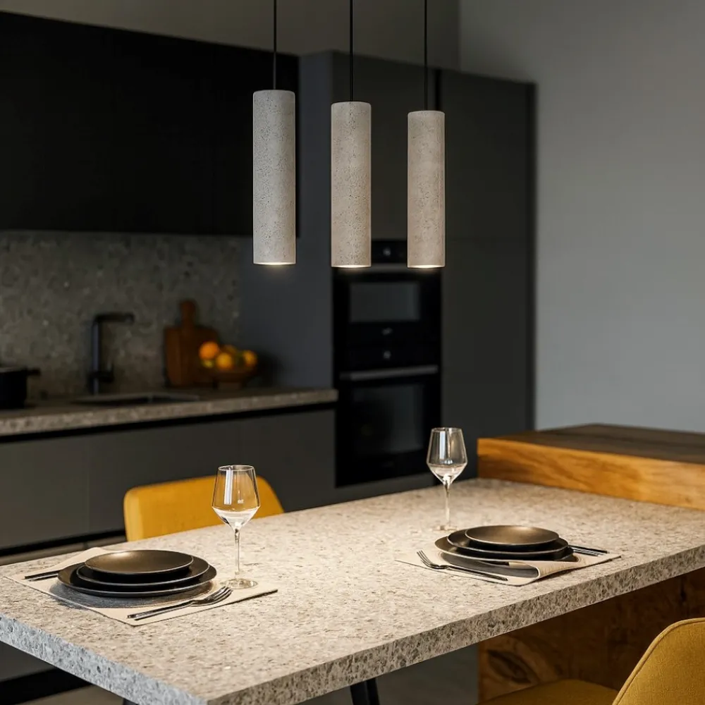 Lampadari Cucina-Selezionato da Mazzolaluce Lampadario cilindri di cemento per cucina