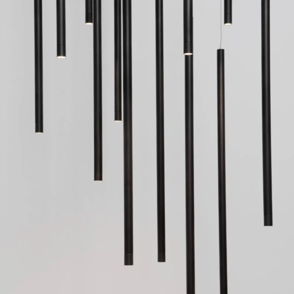 Lampadari Moderni-Selezionato da Mazzolaluce Lampadario cilindri led pendenti nero moderno per sala