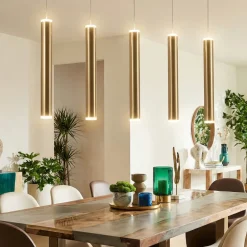 Lampadari Moderni-Fabas Luce Lampadario cilindri nero oro per tavolo sala da pranzo prado