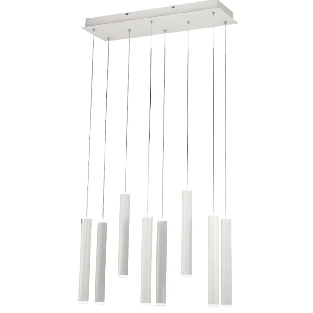 Lampadari Moderni-Fabas Luce Lampadario cilindri pendenti bianchi per tavolo soggiorno fabas prado
