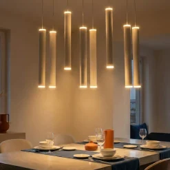 Lampadari Moderni-Fabas Luce Lampadario cilindri pendenti bianchi per tavolo soggiorno fabas prado