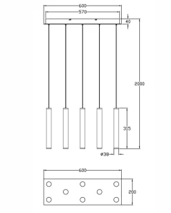 Lampadari Moderni-Fabas Luce Lampadario cilindri pendenti bianchi per tavolo soggiorno fabas prado