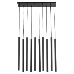 Lampadari Moderni-Selezionato da Mazzolaluce Lampadario cilindri rigati a sospensione nero per tavolo sala da pranzo moderna