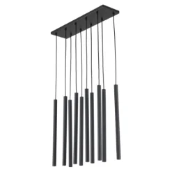 Lampadari Moderni-Selezionato da Mazzolaluce Lampadario cilindri rigati a sospensione nero per tavolo sala da pranzo moderna