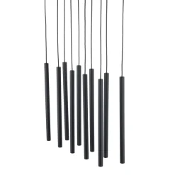 Lampadari Moderni-Selezionato da Mazzolaluce Lampadario cilindri rigati a sospensione nero per tavolo sala da pranzo moderna