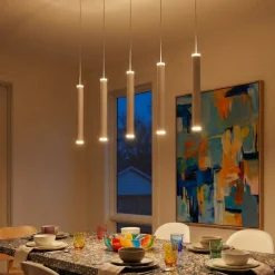 Lampadari Moderni-Fabas Luce Lampadario cilindri sospensione bianco per soggiorno prado