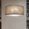 Lampadari Moderni-Selezionato da Mazzolaluce Lampadario cilindro a sospensione di tessuto lino