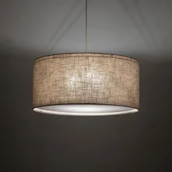 Lampadari Moderni-Selezionato da Mazzolaluce Lampadario cilindro a sospensione di tessuto lino