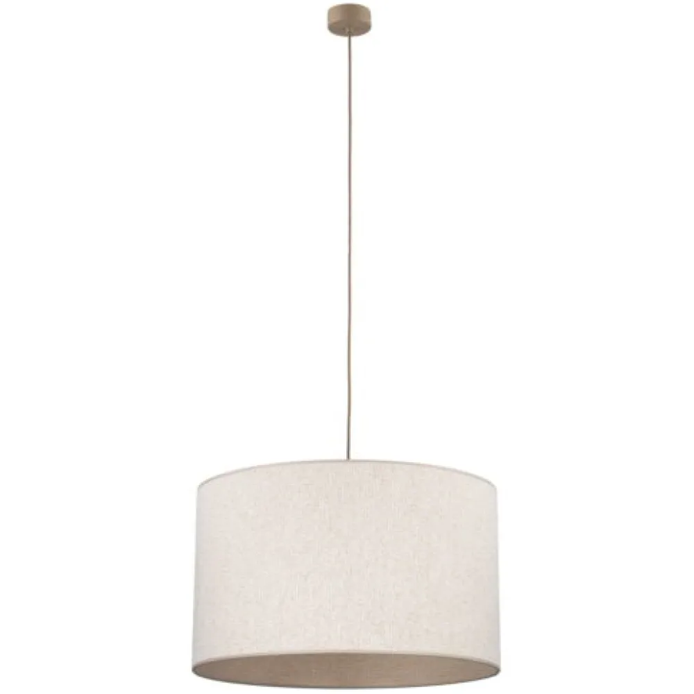 Lampadari Moderni-Selezionato da Mazzolaluce Lampadario cilindro a sospensione tessuto sabbia