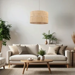 Lampadario Camera Da Letto-Selezionato da Mazzolaluce Lampadario cilindro a sospensione di paglia 50 cm per camera da letto