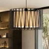 Lampadari Moderni-Selezionato da Mazzolaluce Lampadario cilindro 50 cm di tessuto nero design moderno per sala da pranzo