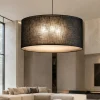 Lampadari Moderni-Selezionato da Mazzolaluce Lampadario cilindro di tessuto nero per soggiorno