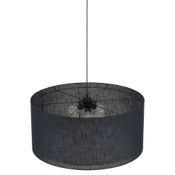 Lampadari Moderni-Selezionato da Mazzolaluce Lampadario cilindro di tessuto nero per soggiorno