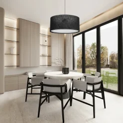 Lampadari Moderni-Selezionato da Mazzolaluce Lampadario cilindro di tessuto nero per soggiorno