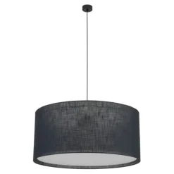 Lampadari Moderni-Selezionato da Mazzolaluce Lampadario cilindro di tessuto nero per soggiorno